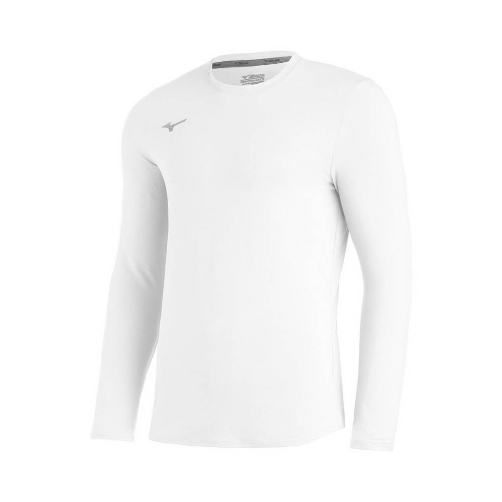 Blusa Mizuno Baseball Comp Diamond Long Sleeve Crew - Homem - Branco - LERGX9217